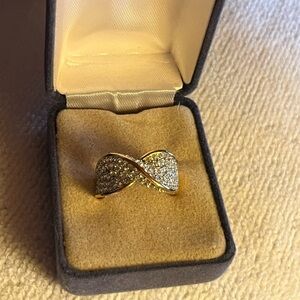 NEW VINTAGE LIA SOPHIA TWISTED DIAMOND RING SIZE 7 Gold Overlay